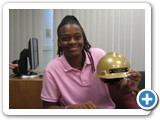 This is Lauren with the official hardhat during her ship inspection tour.